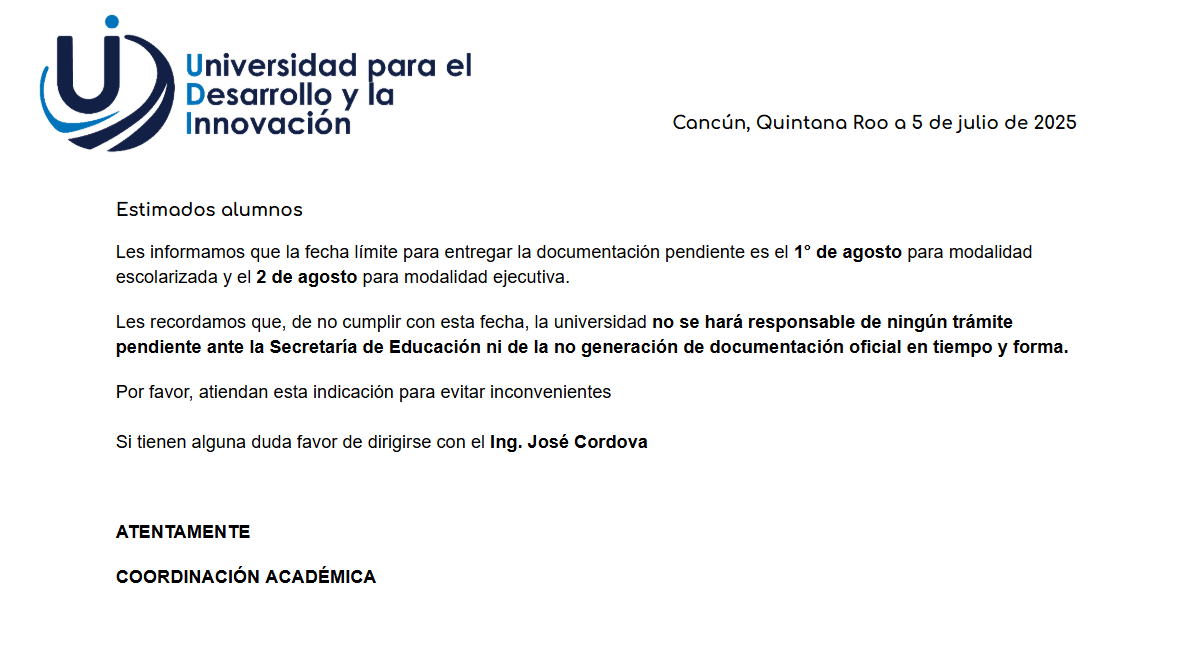 Aviso a toda nuestra comunidad para su pronta atención